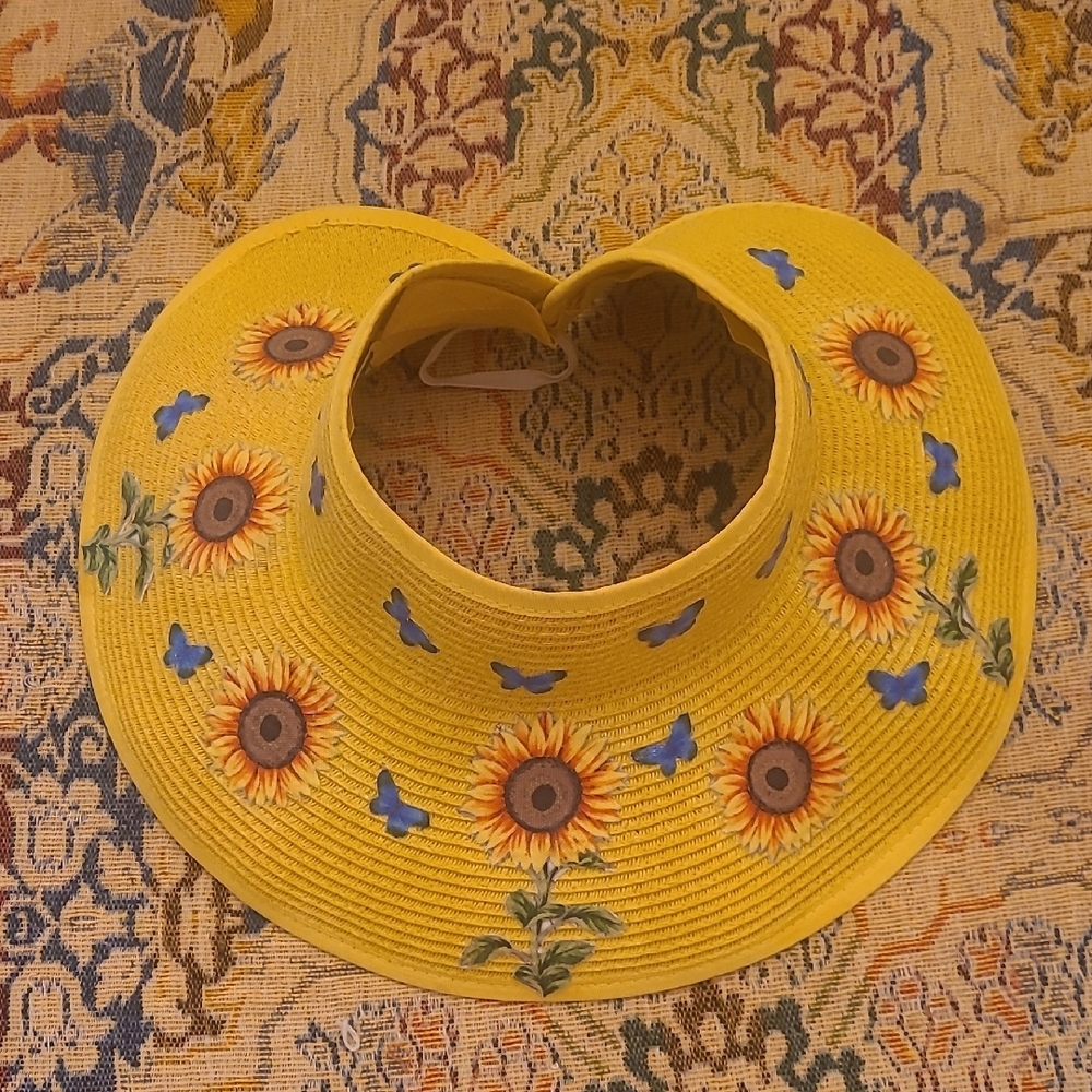 Sunflower Garden Sun Visor - Yellow Cottagecore Handmade